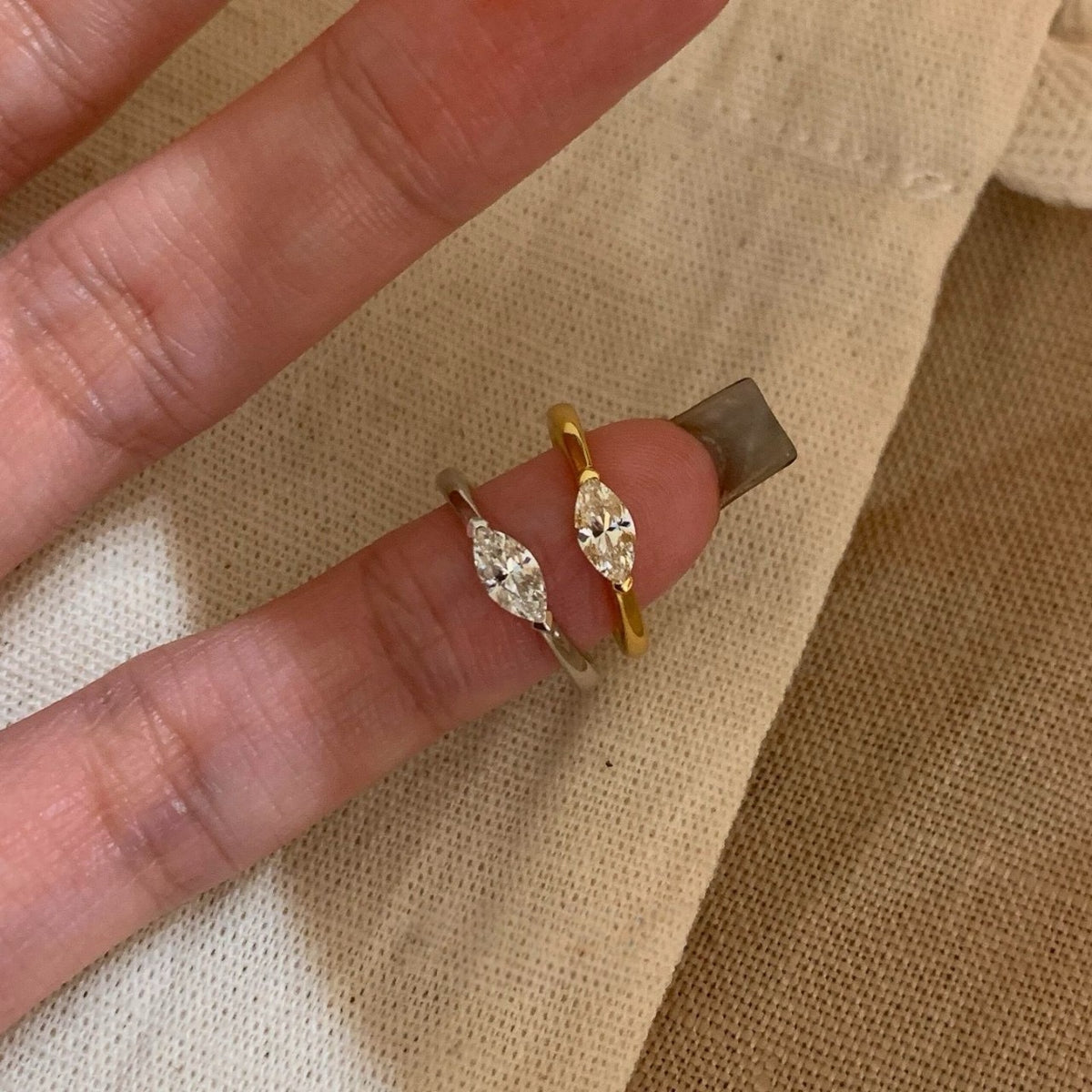 Pinky Promise Ring – 18K Gold Marquise Solitaire