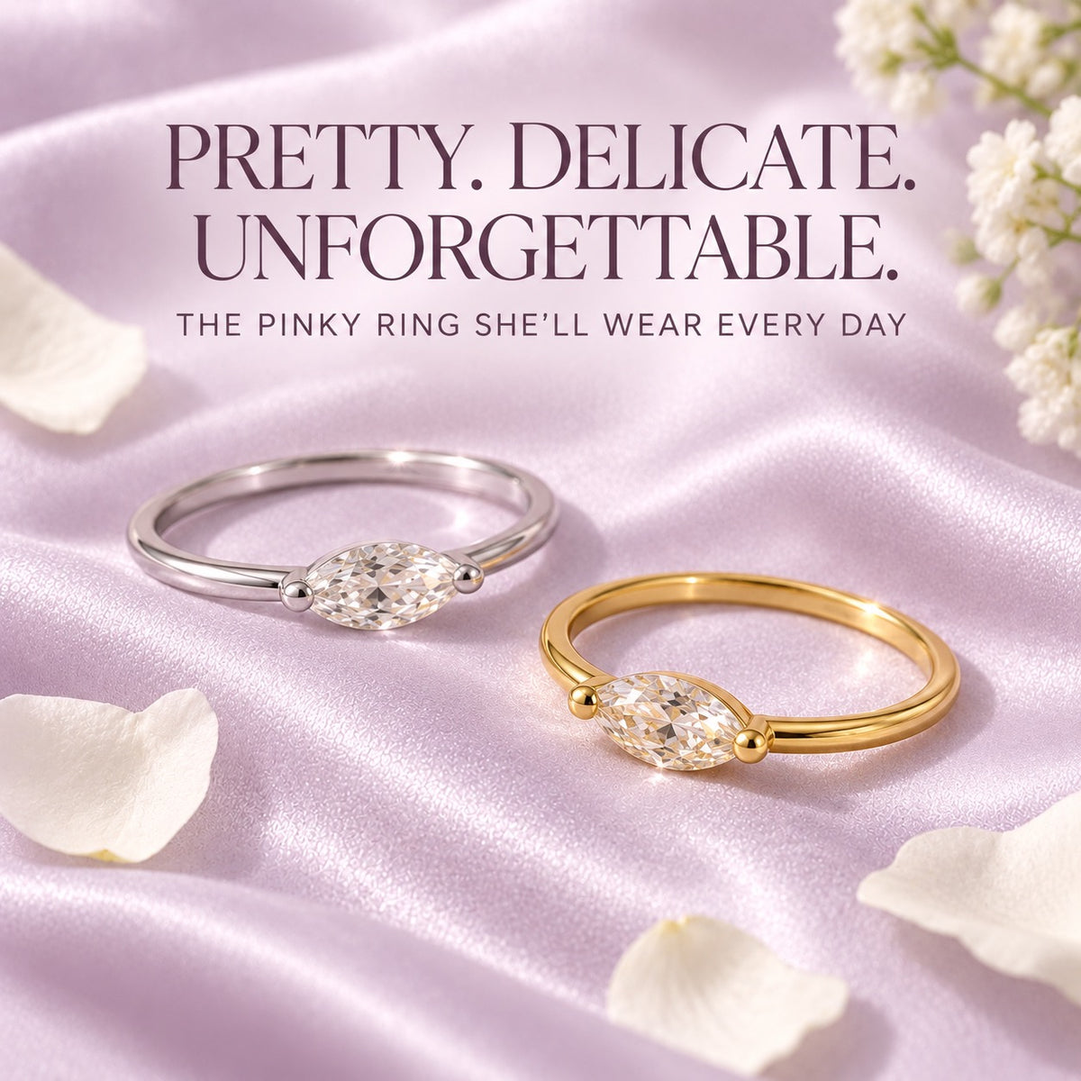 Pinky Promise Ring – 18K Gold Marquise Solitaire