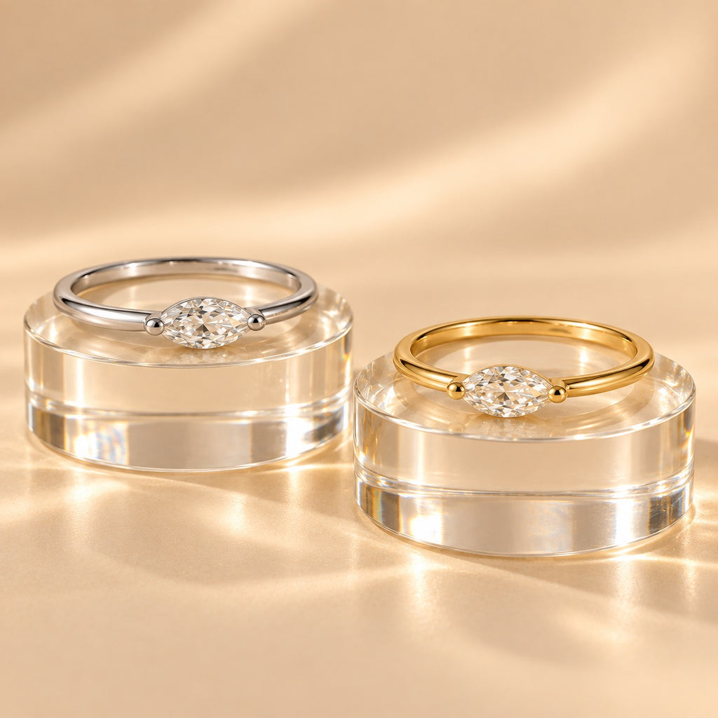 Pinky Promise Ring – 18K Gold Marquise Solitaire