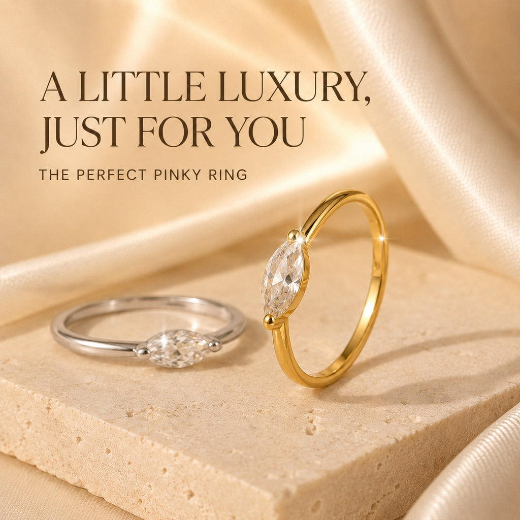 Pinky Promise Ring – 18K Gold Marquise Solitaire